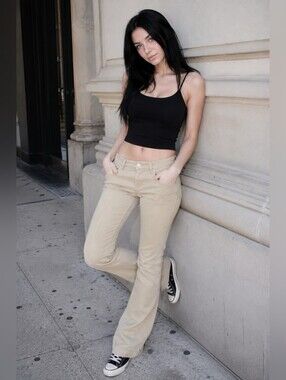Revice Denim Venus High Waist Flare Jeans Size 30 Tan Khaki Bell Bottom Retro CC